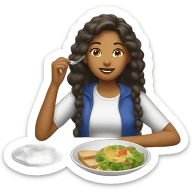 dominican girl eating lunch sticker