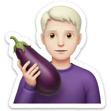 creepy man holding an eggplant  sticker