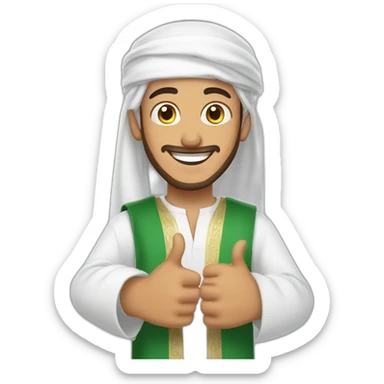 happy, young Arab man wearing omani dishdasha thumbs up  sticker