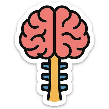brain and spinal cord, stylized icon, minimal color, modern look sticker
