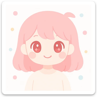 pink haired girl with red eyes, modern cute illustration style, vibrant and charming sticker