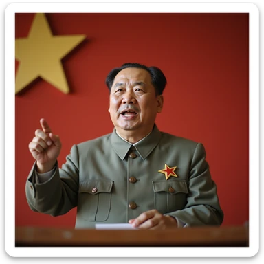 realistic photorealistic image of Mao Zedong as the chairman of the Chinese Communist Party, giving a speech, neutral background sticker