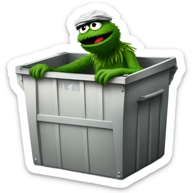 Oscar the grouch in a dumpster sticker