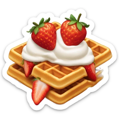 Waffle with strawberries and cream sticker