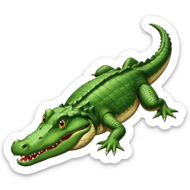 Crocodile  laying down with tail over its back with its mouth alittle open looking to the right sticker