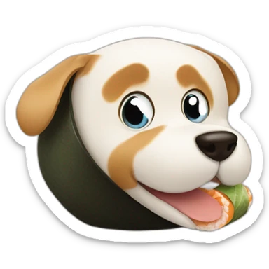 cartoon puppy in sushi roll sticker