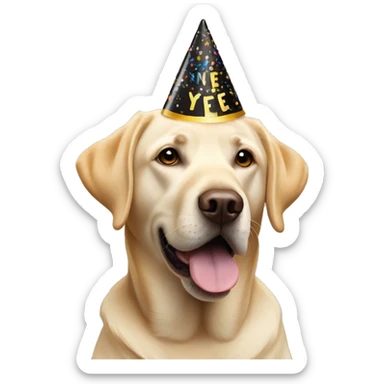Labrador wearing new years eve Party hat sticker