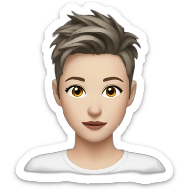 Kristen stewart short hair wearing round neck t-shirt sticker