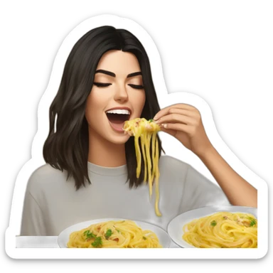Kendall Jenner eating carbonara passionately sticker