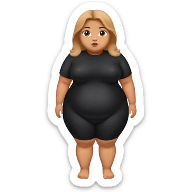 obese girl in all black clothing sticker