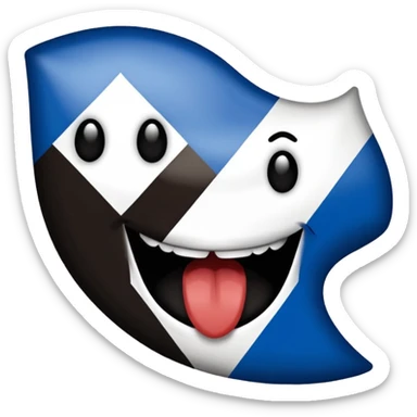 Blue white HSV Emoji bites black St. pauli flag with Rhombus  sticker