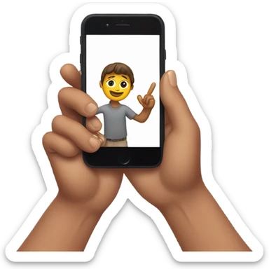Hands holding a phone taking a selfie sticker