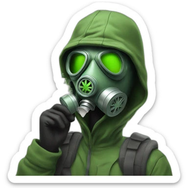 Gas mask guy smoking weed sticker