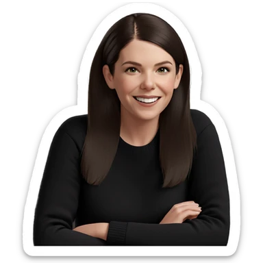 smiling girl in black sweater sticker