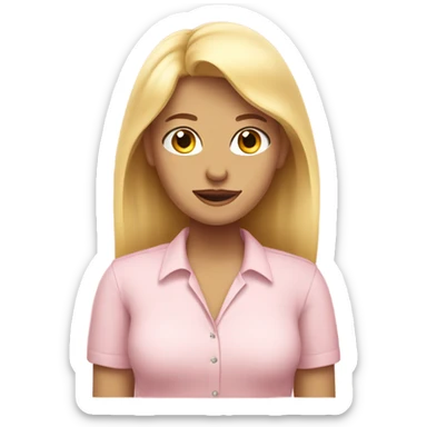 blonde woman. light pink shirt. mood swings. sticker