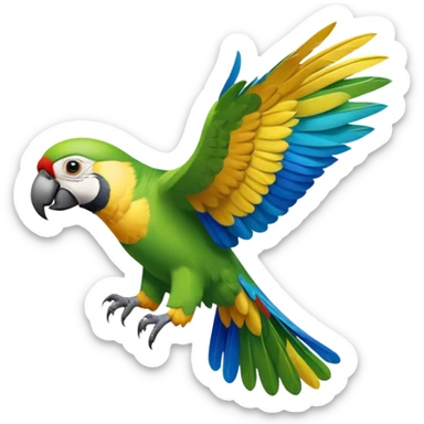 Flying parrot with a front view sticker