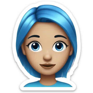 blue hair girl with blue eyes and eyeliner sticker