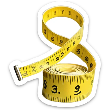 Generate a sticker in the form of a sewing tape, which is measured in yellow sticker