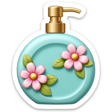 Colorful shiny glossy soft smooth Pastel soap perfume cocktail bomb bar spray bottle lotion cream jar ceramic pottery pot flowery floral item aesthetic decoration room thing  sticker