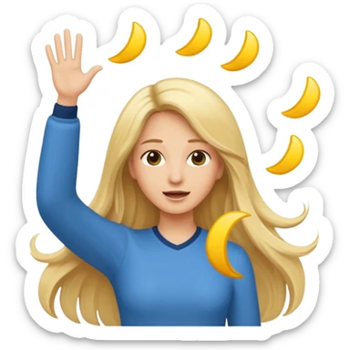 lady with long blonde hair throwing her ands in the air saying why sticker