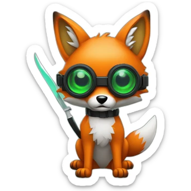 fox with a knife and night vision goggles sticker