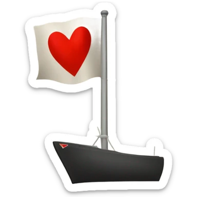 A flag but with just a red heart as a mast  sticker
