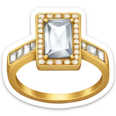 Engagement ring with small diamonds surrounding the large rectangle one  sticker
