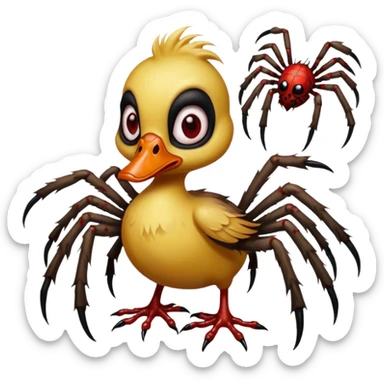 Zombie duckling with spider legs horror bloody eyes sticker