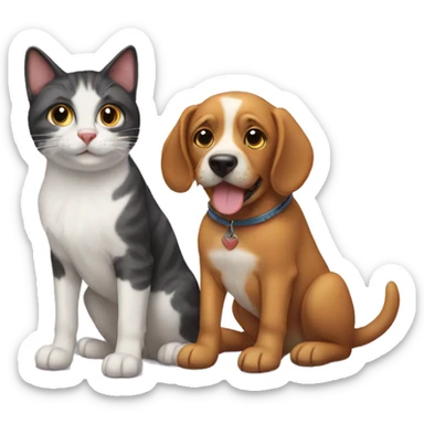 dog and cat  sticker