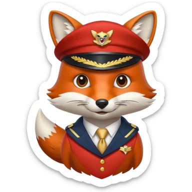 fox wearing a captain's hat sticker
