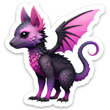 Cool Edgy Black-pink-purple-gradient badass Trico-animal-creature full body sticker