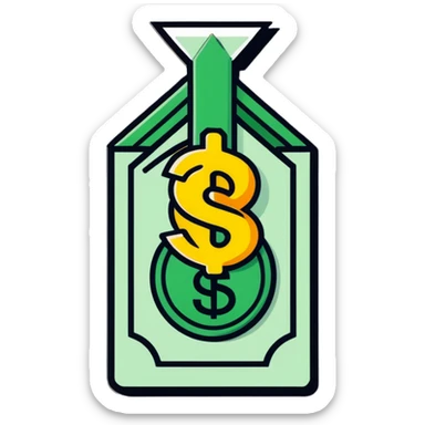investment concept with upward arrow and money sticker