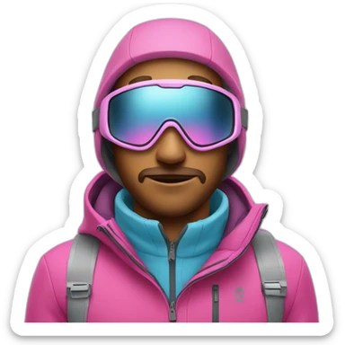  Guy with pink face dressed for ski and glass  sticker