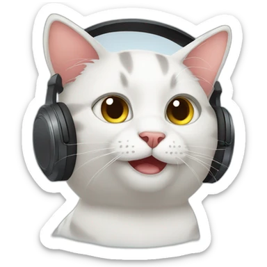 Cat listen music sticker