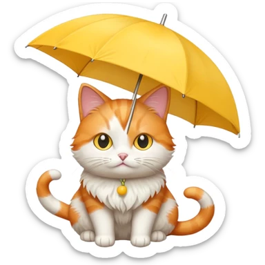 The cat is holding a yellow umbrella. sticker