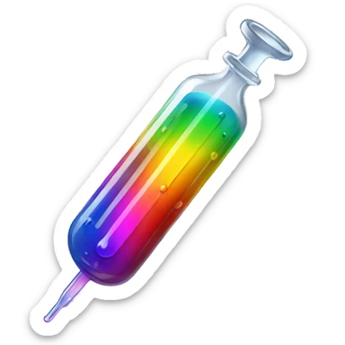 Syringe filled with rainbow liquid sticker