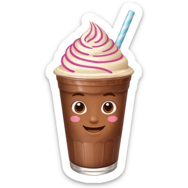 milkshake with a face, chocolate sticker