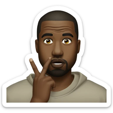 Kanye west with finger on his mouth sticker