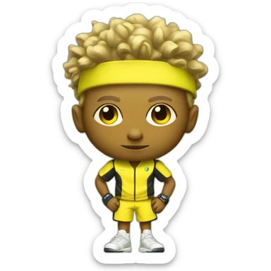 cyberpunk yellow tone dude in tennis uniform sticker
