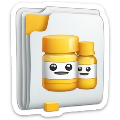 i want an emoji representing a folder with medication drugs coming out of it sticker