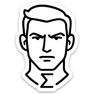 sigma male face, confident expression, sharp jawline, intense eyes, minimalist icon style sticker