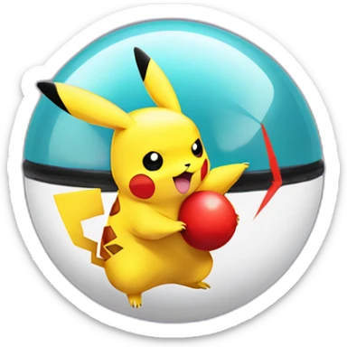 pikachu in an opened poke ball sticker