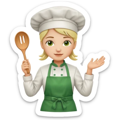 Small icon emoji of woman chef cook, minimum details, green #36a767 main colorSmall icon emoji of woman chef cook, minimum details, green #36a767 main color sticker