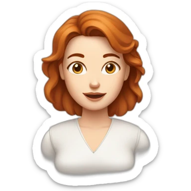 Femme rousse aux yeux vairons avec un chiens blanc et marron sticker