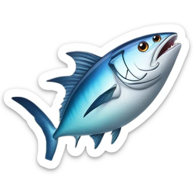 realistic tuna fish can sowing the blue shape of a sailling boat on a sea background sticker