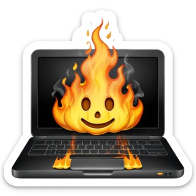 burning laptop sticker