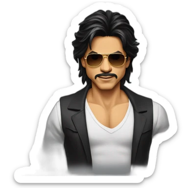 shahrukh khan long hairs tied sticker