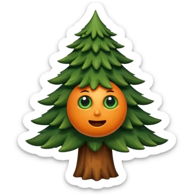 sapin avec deux gros yeux orange, pas de bouche sticker