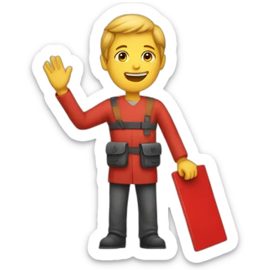 A person having a red board in is hand sticker