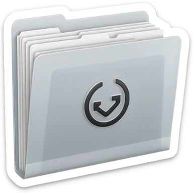 A minimal emoji-style icon of this frosted light-gray plastic folder with elastic closure, closed, with a small clean tax/forms symbol on the front (stacked papers or checklist icon), subtle shading, and a neutral, administrative, organized vibe. sticker
